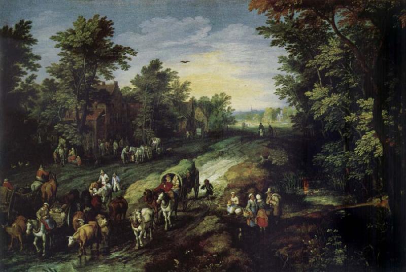 Jan Brueghel Village Street Sweden oil painting art